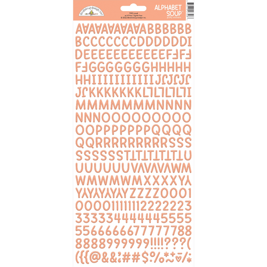 Doodlebug Alphabet Soup Puffy Stickers  - Coral