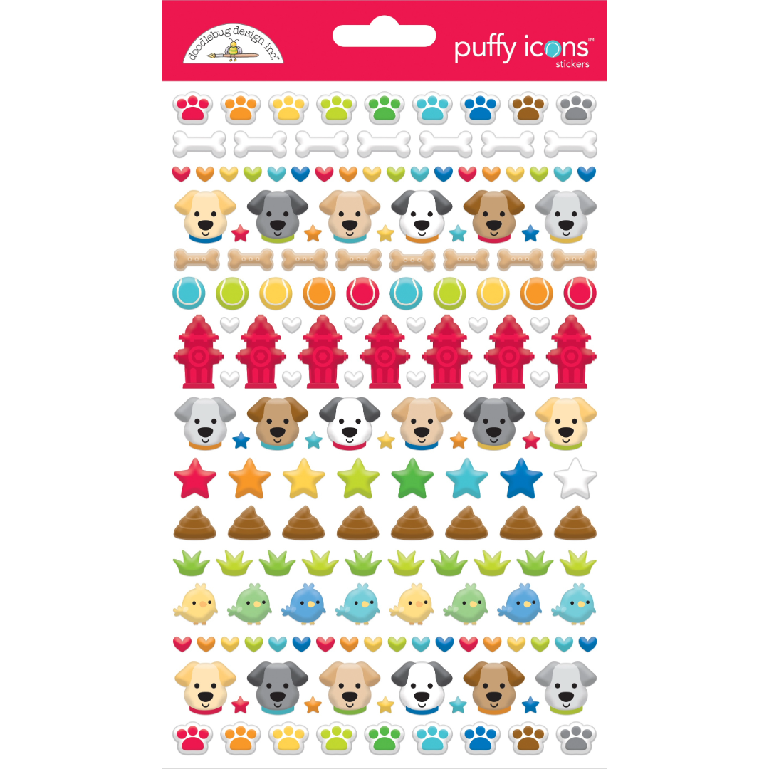 Doodlebug Doggone Cute Puffy Stickers- Icons