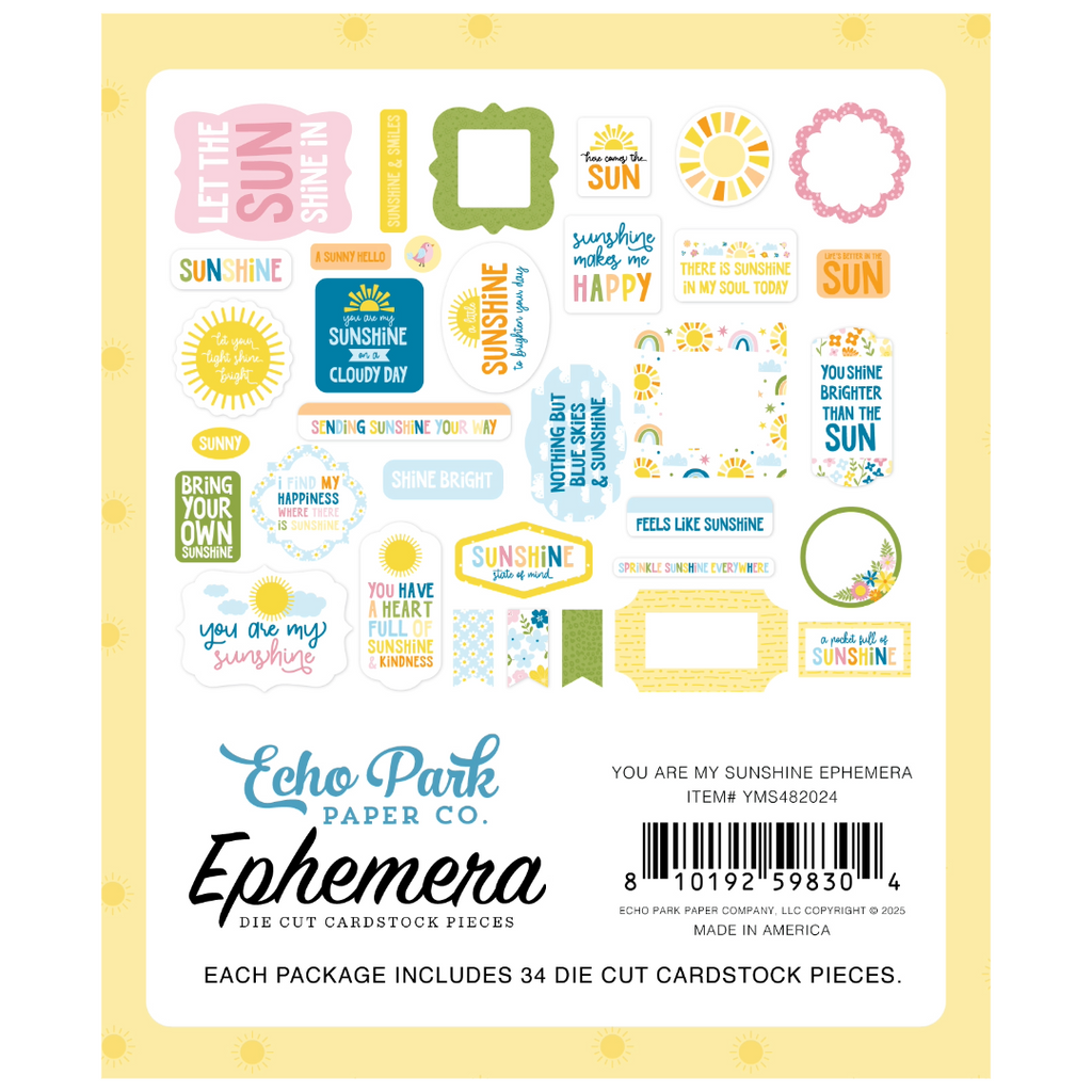 Echo Park You Are My Sunshine Cardstock Ephemera