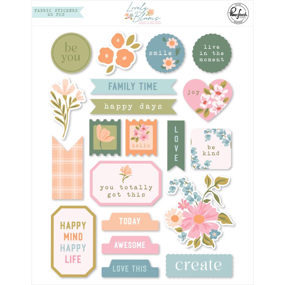 Pinkfresh Studio Lovely Blooms Fabric Stickers