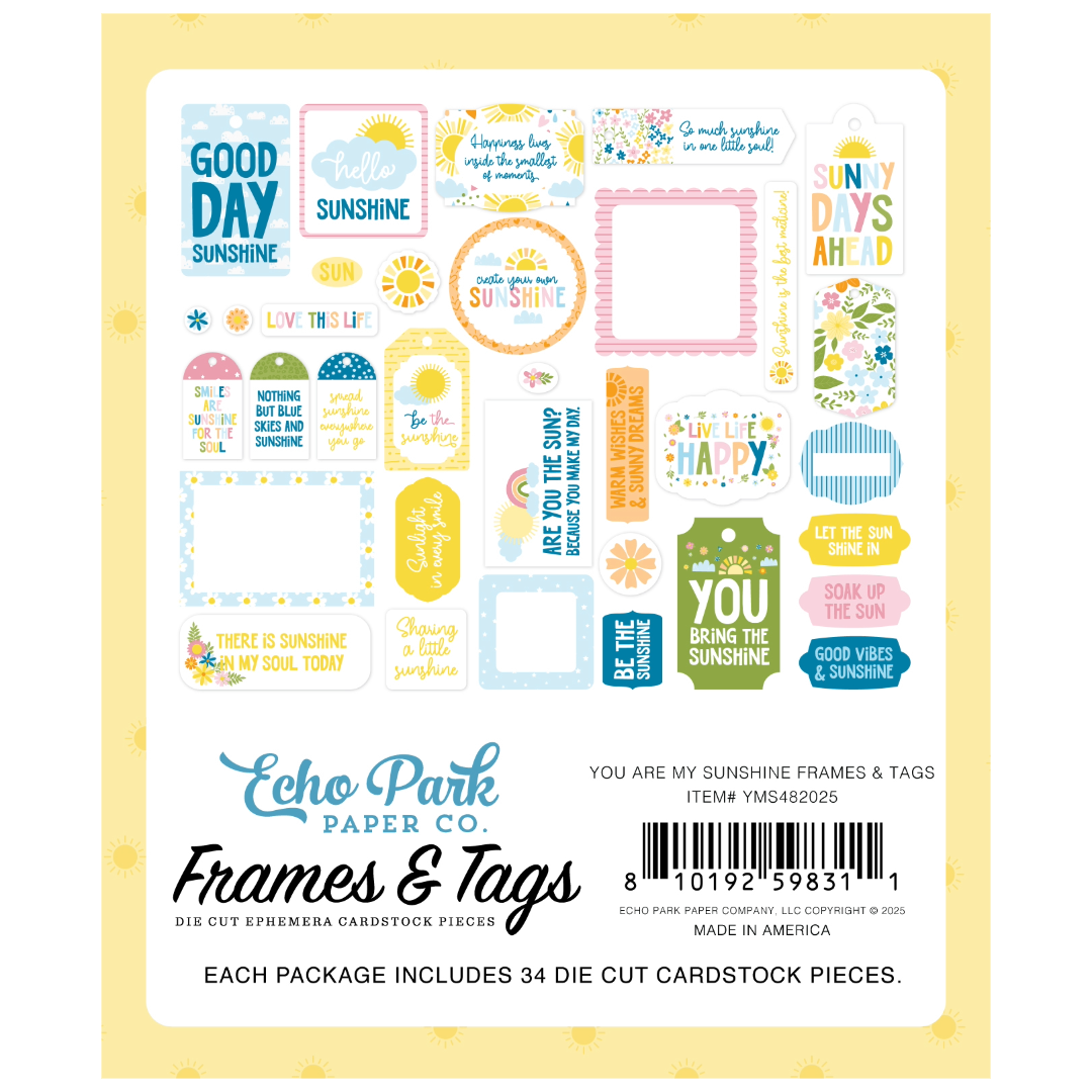 Echo Park You Are My Sunshine Frames & Tags