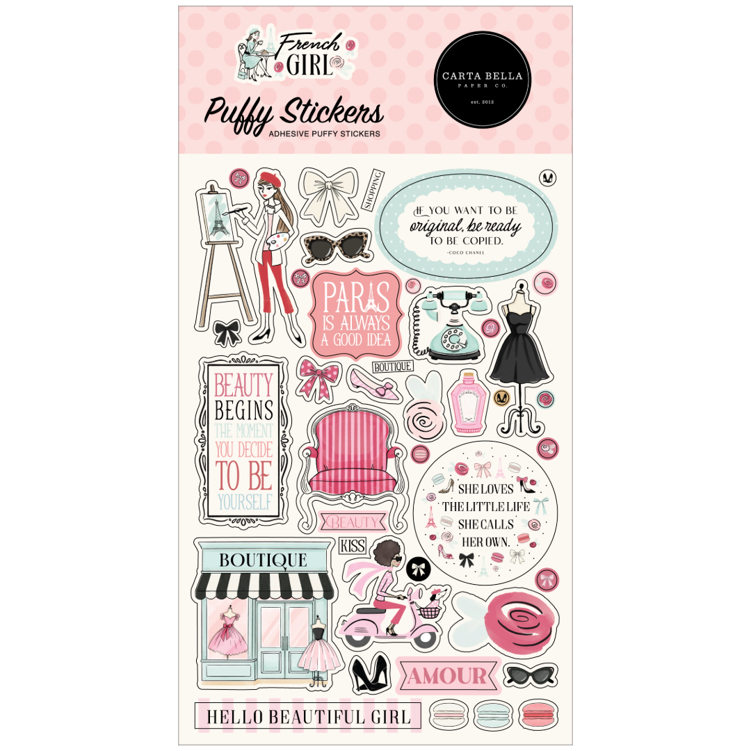 French Girl - Puffy Stickers