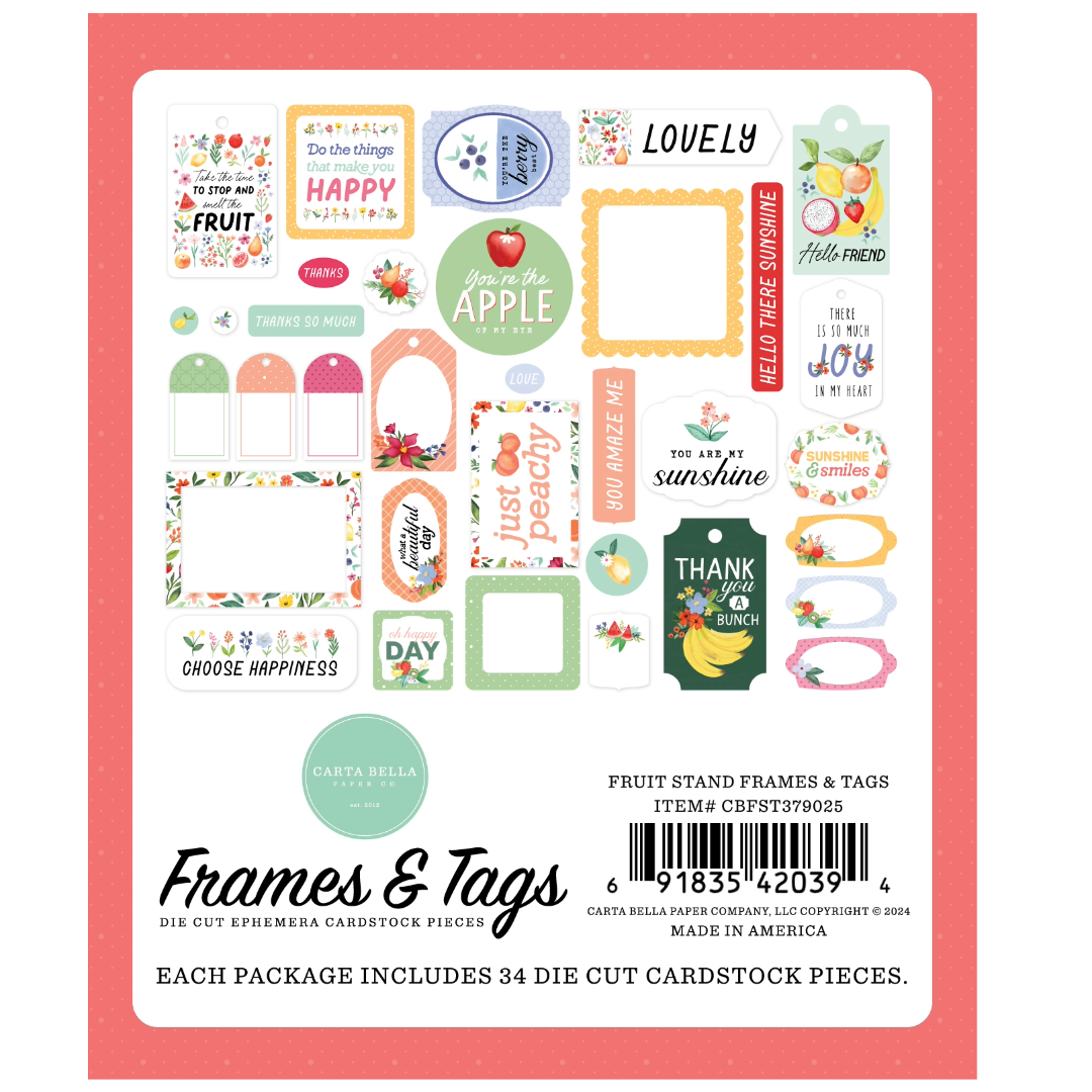 Carta Bella Fruit Stand Ephemera-Frames & Tags