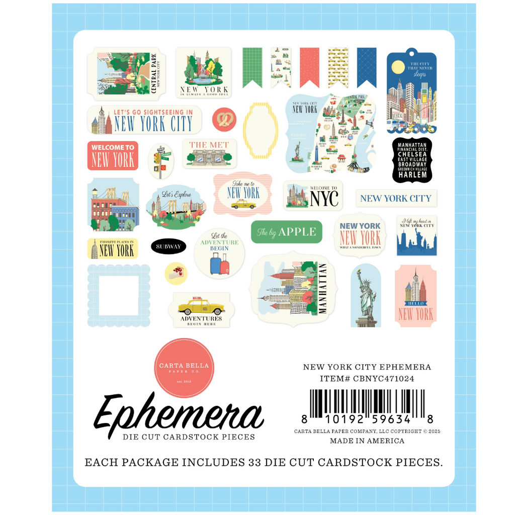 Carta Bella New York Cardstock Ephemera-Icons