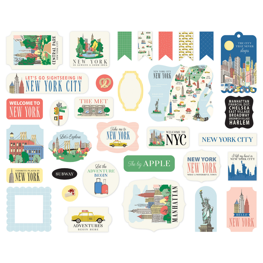 Carta Bella New York Cardstock Ephemera-Icons