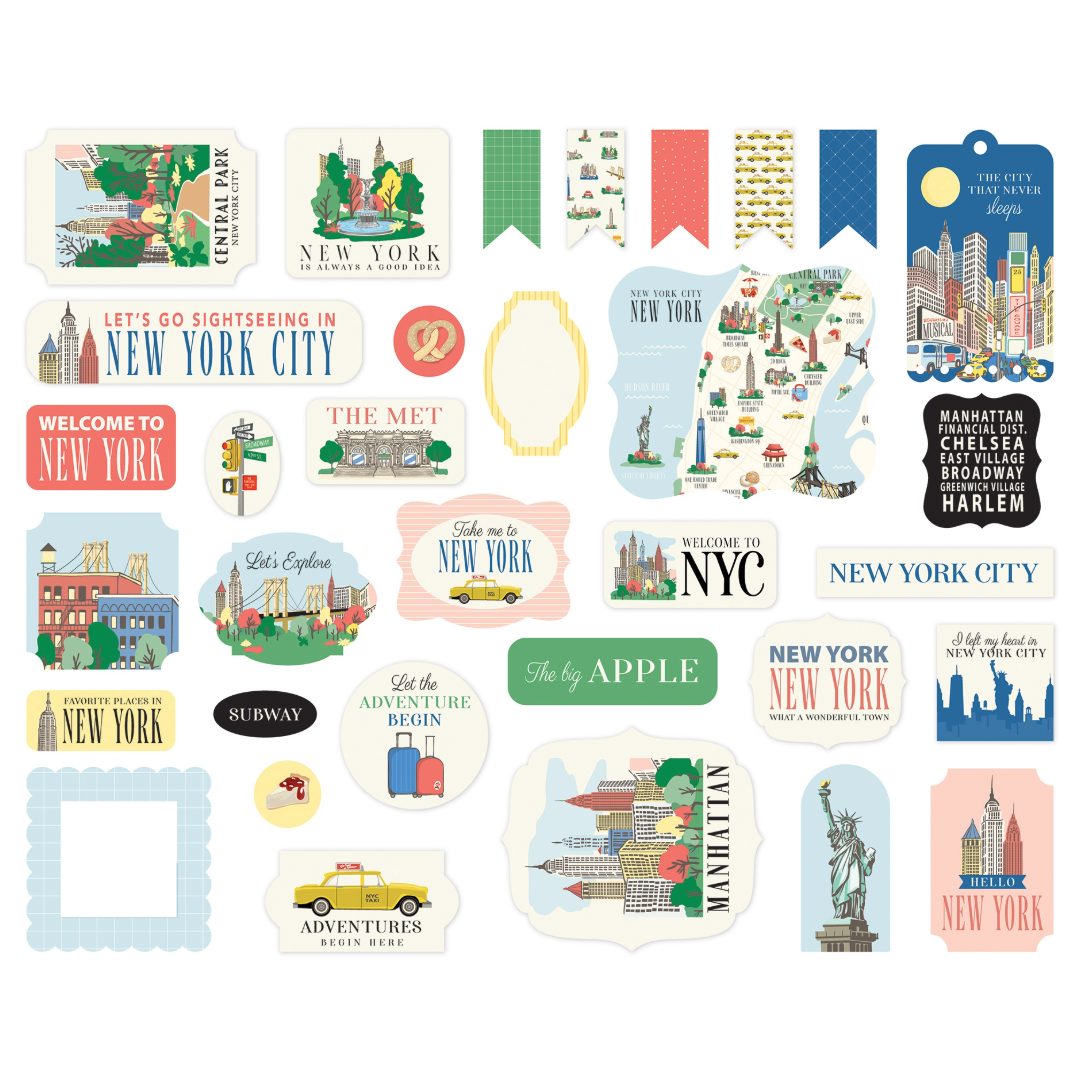 Carta Bella New York Cardstock Ephemera-Icons