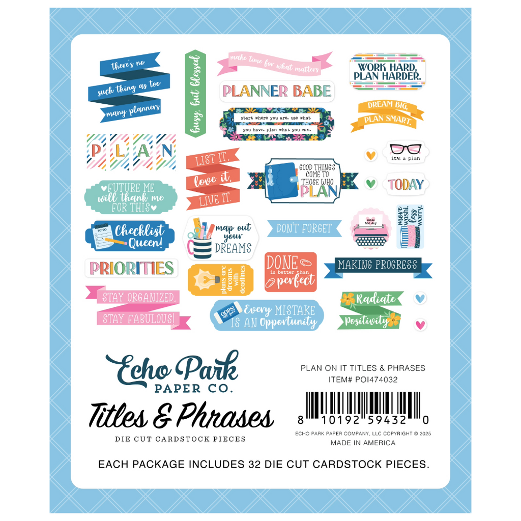 Plan On It Ephemera-Titles & Phrases