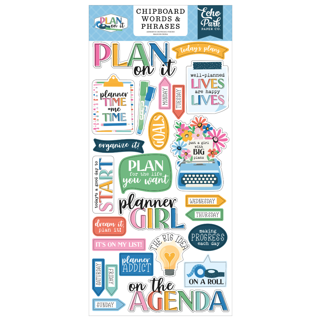 Plan On It Chipboard Stickers - Word & Phrases