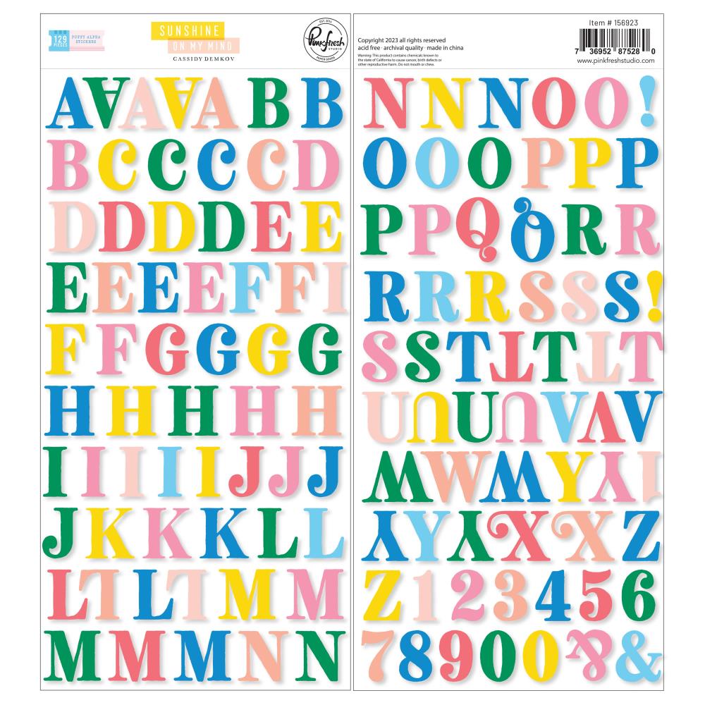 Pinkfresh Studio Sunshine on My Mind Puffy Alphas Stickers