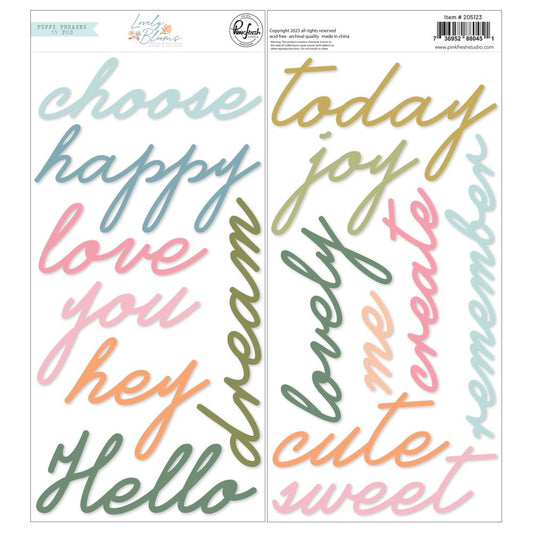 Pinkfresh Studio Lovely Blooms Puffy Phrases Stickers