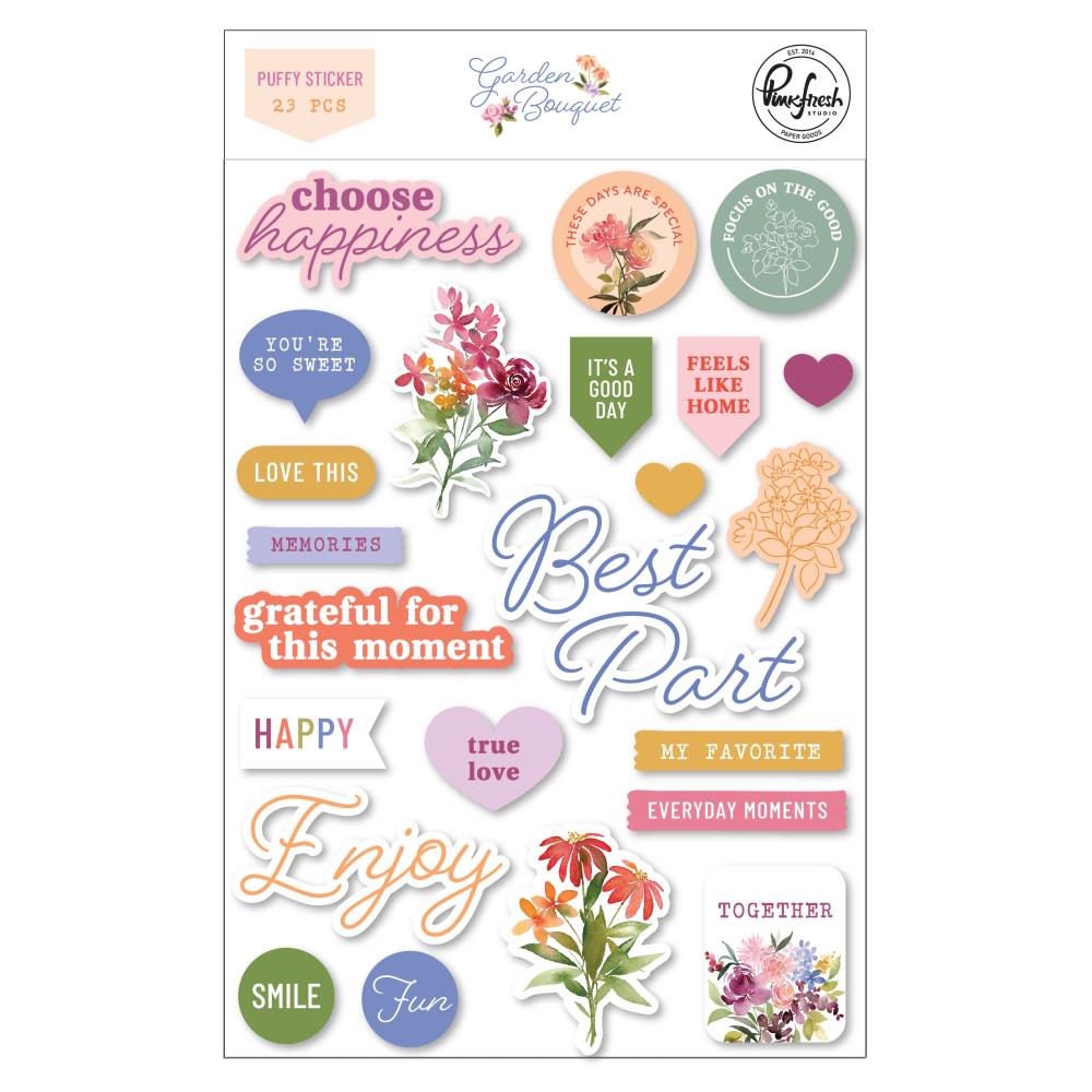 Pinkfresh Studio Garden Bouquet Puffy Stickers