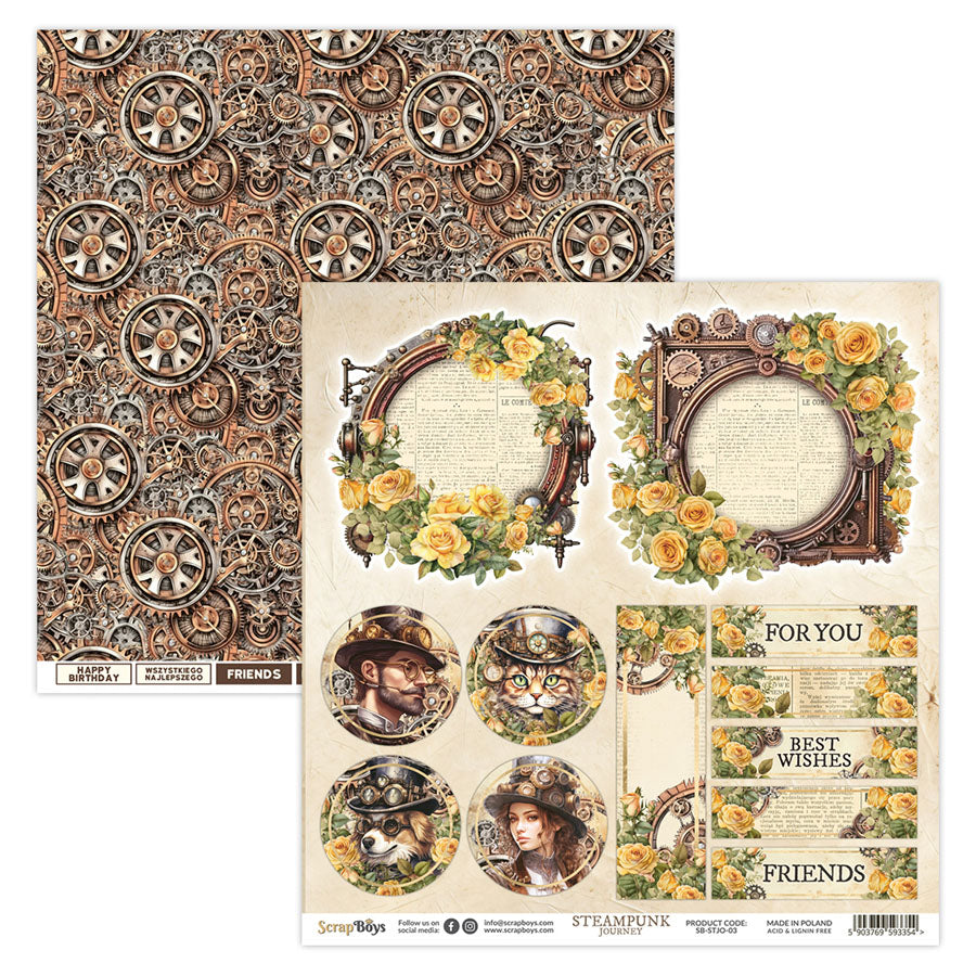 Scrapboys Steampunk Journey - 12"x12" Paper Pack