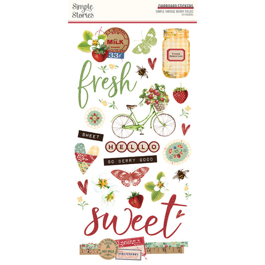 Simple Stories Simple Vintage Berry Fields Chipboard Stickers