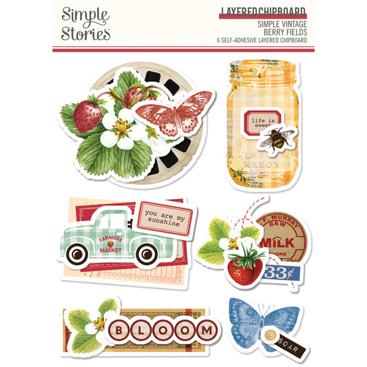 Simple Stories Simple Vintage Berry Fields Layered Stickers