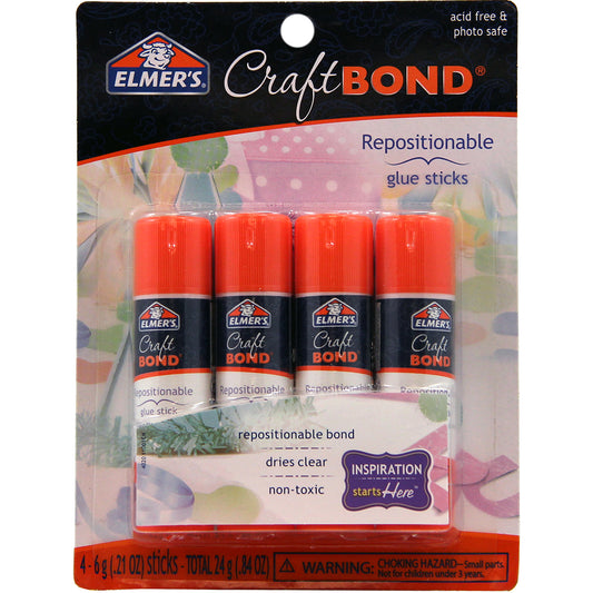 Elmer CraftBond(R) Repositionable Glue Sticks 4/Pkg
