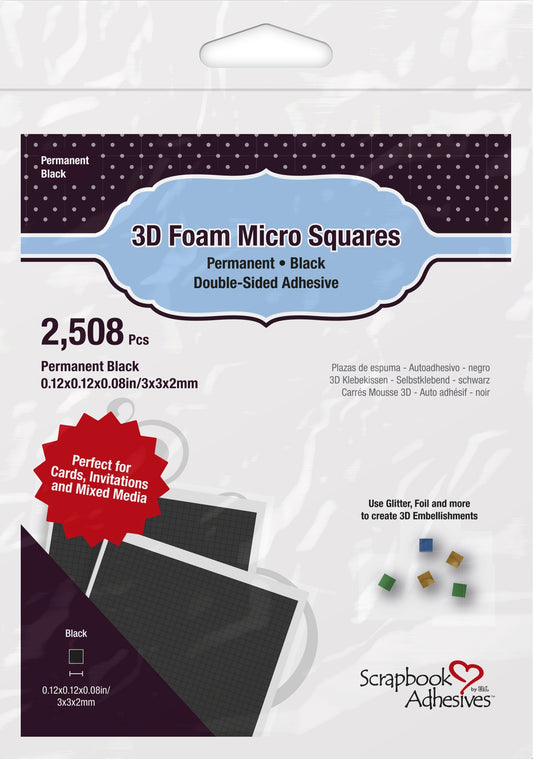 Scrapbook Adhesives 3D Foam Micro Squares -Permanent, Black