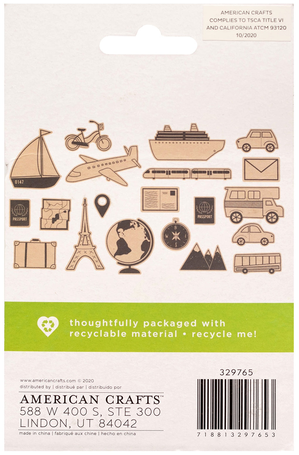 Sustainable Journaling Wood Shapes 20/Pkg-Travel