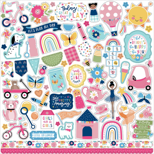 Echo Park Play All Day Girl Cardstock Stickers -Elements