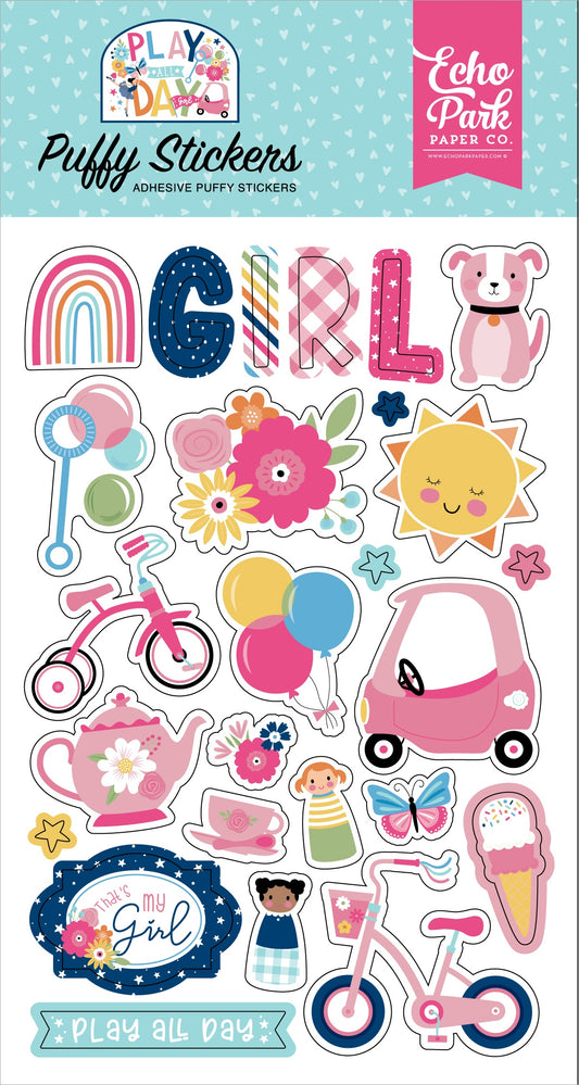 Echo Park Play All Day Girl Puffy Stickers
