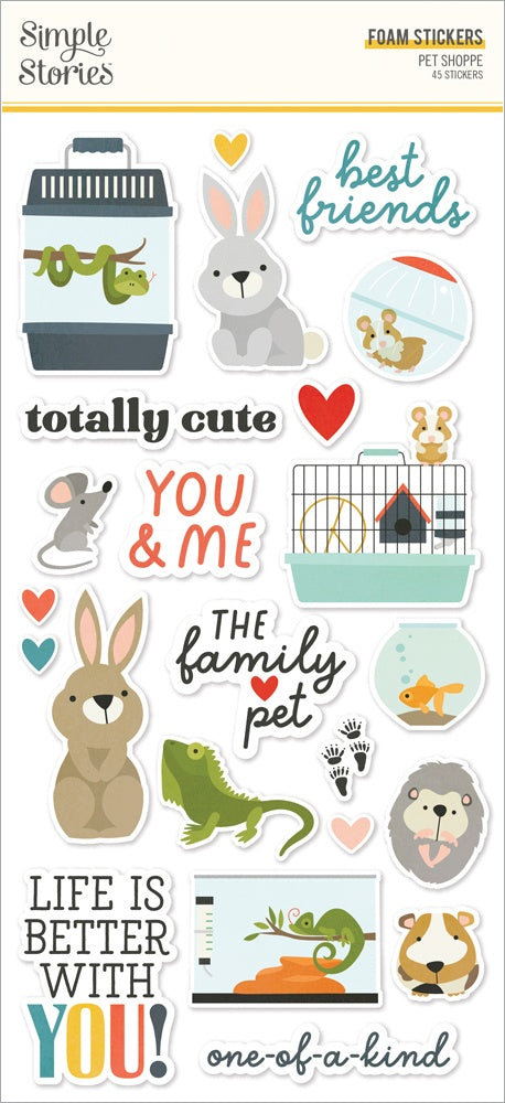 Simple Stories Pet Shoppe Foam Stickers