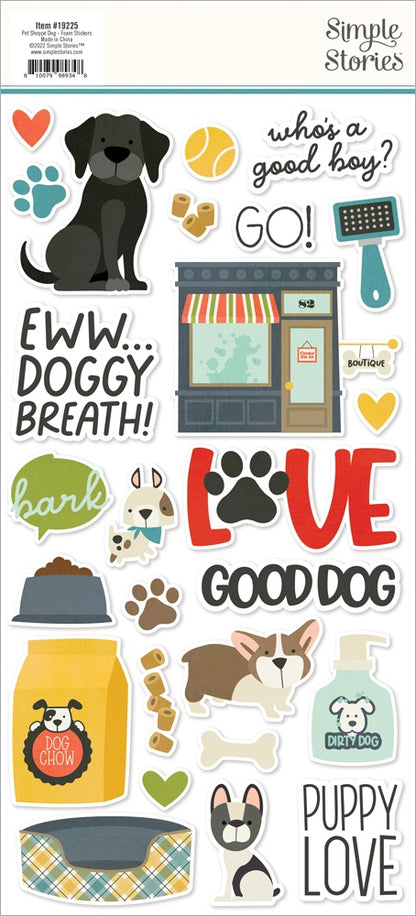 Simple Stories Pet Shoppe Dog Foam Stickers