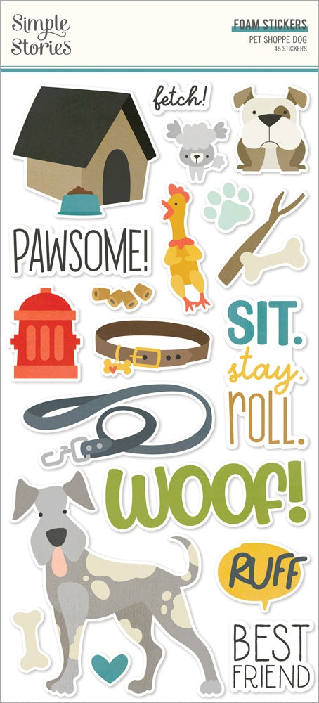 Simple Stories Pet Shoppe Dog Foam Stickers