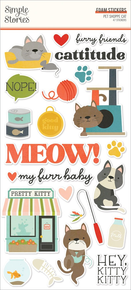 Simple Stories Pet Shoppe Cat Foam Stickers