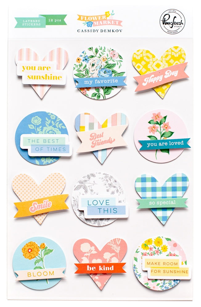 Pinkfresh Studio Flower Market Layered Stickers