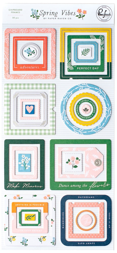 Pinkfresh Studio Spring Vibes Chipboard Frames Stickers