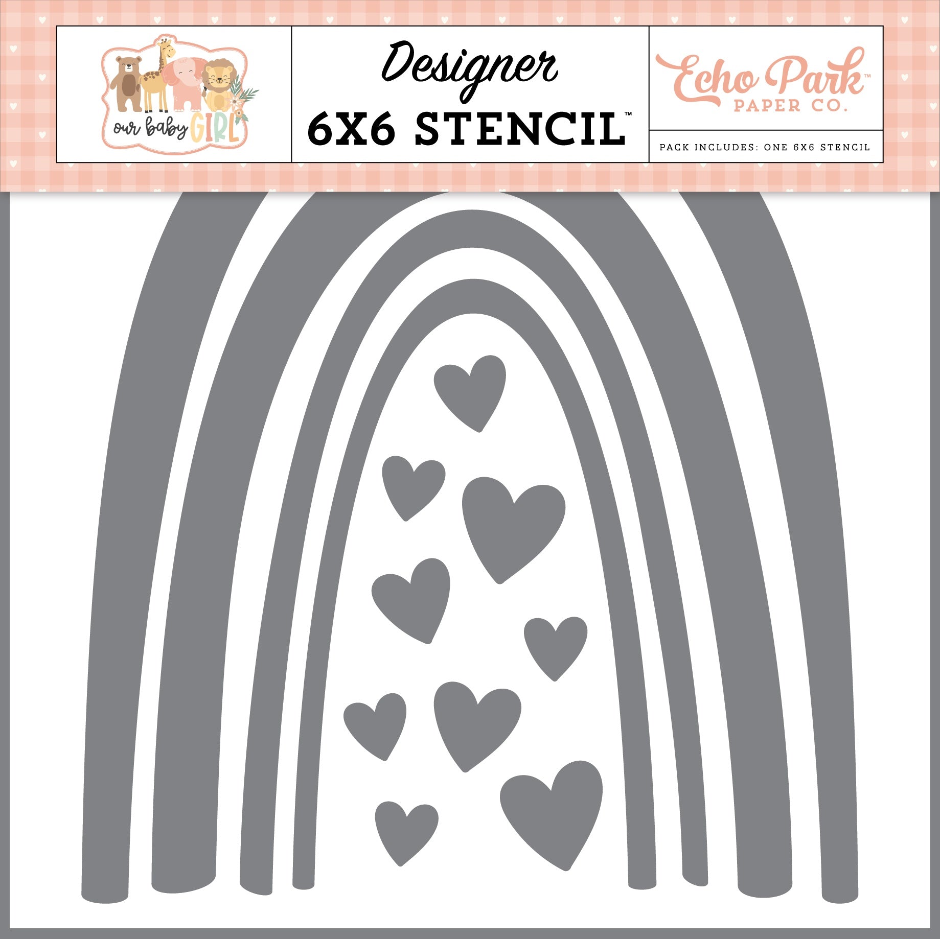 Echo Park Our Baby Girl Stencil 6X6-Rainbow Love
