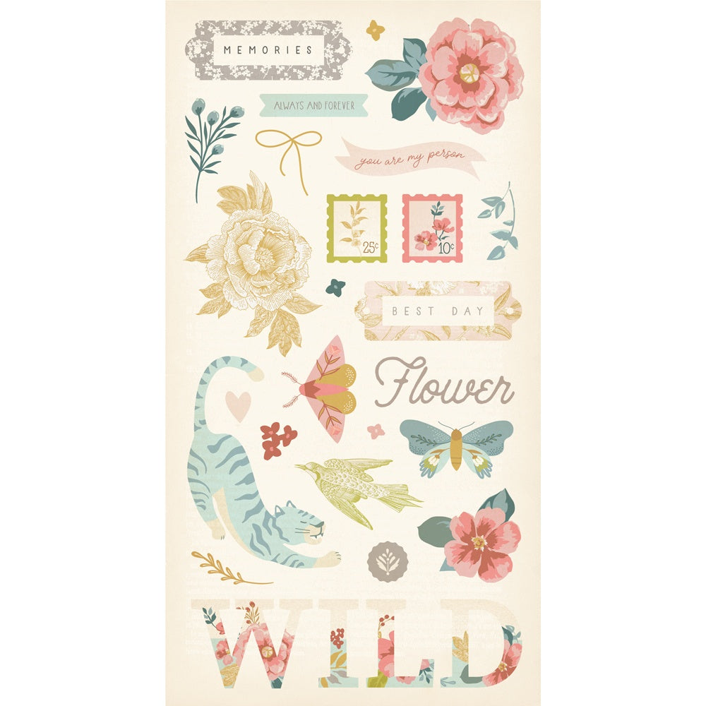 Simple Stories Wildflower Chipboard Stickers