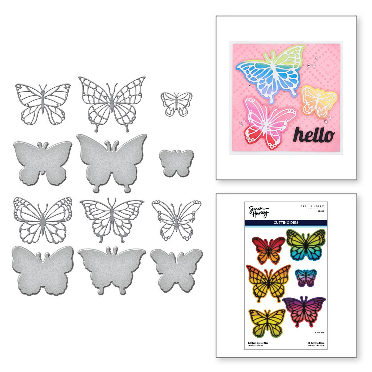 Spellbinders Etched Dies By Simon Hurley-Brilliant Butterflies -Metamorphosis