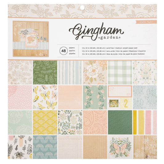 Crate Paper Gingham Garden Single-Sided Paper Pad 12"X12"