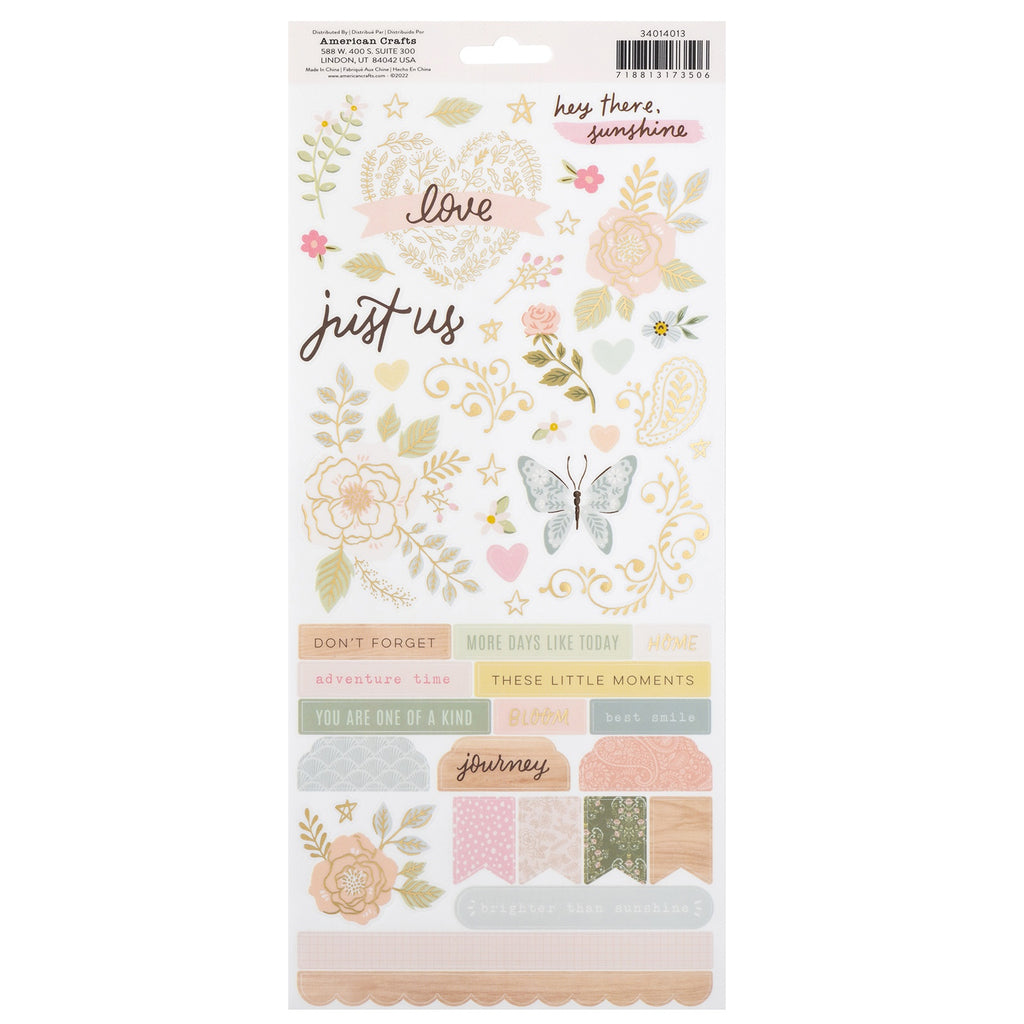 Crate Paper Gingham Garden Cardstock Stickers -Accents & Phrases
