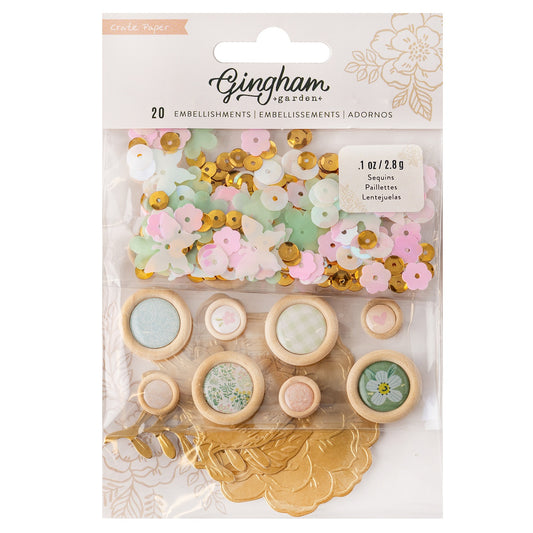 Crate Paper Gingham Garden Embellishment Buttons