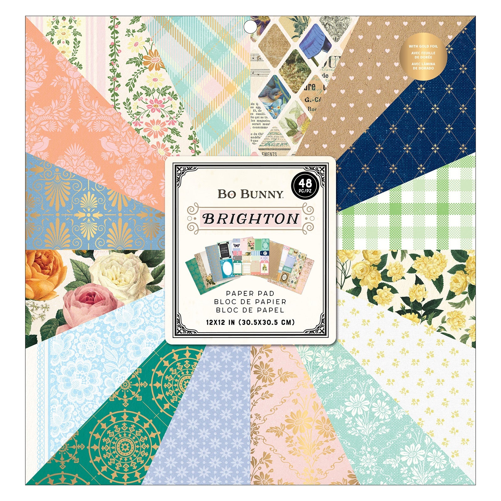 Bo Bunny Brighton Single-Sided Paper Pad 12"X12"