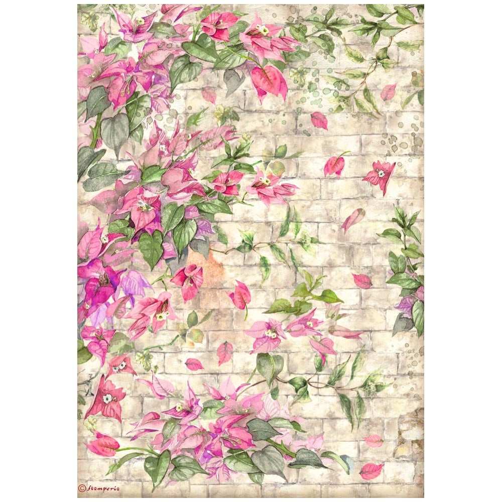 Stamperia Blue Dream Rice Paper Sheet A4- Bougainvillea