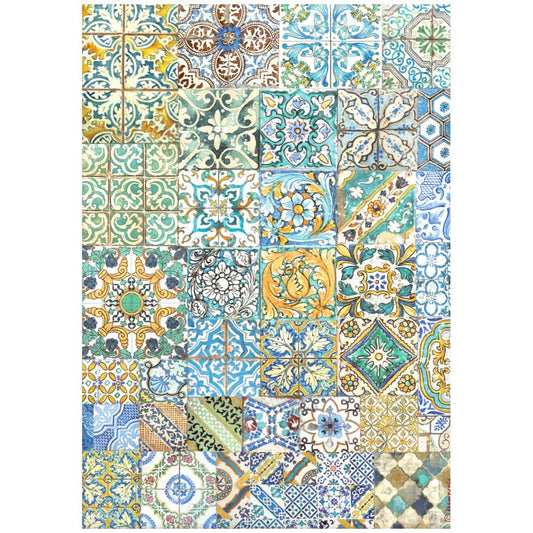 Stamperia Blue Dream Rice Paper Sheet A4- Tiles
