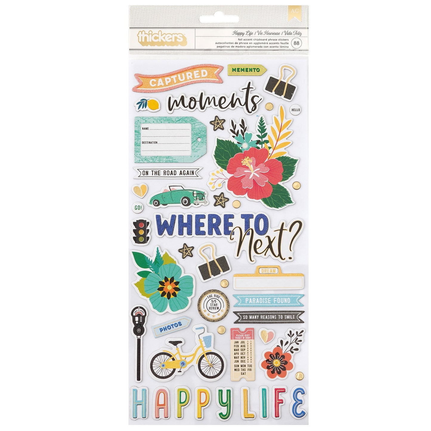 Vicki Boutin Where To Next Thickers Stickers -Happy Life Phrase