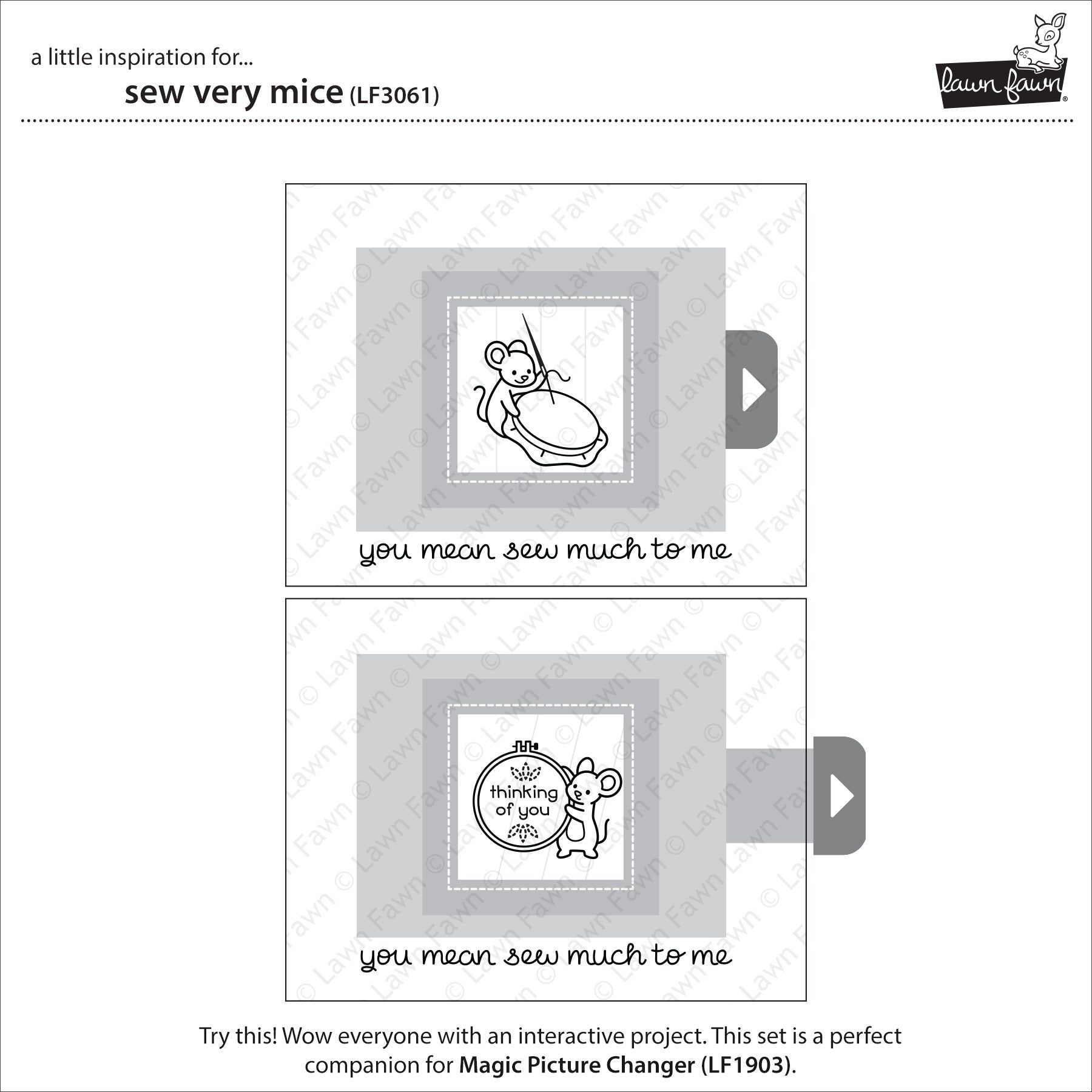 Lawn Fawn Clear Stamps 4"X6"-Sew Very Mice