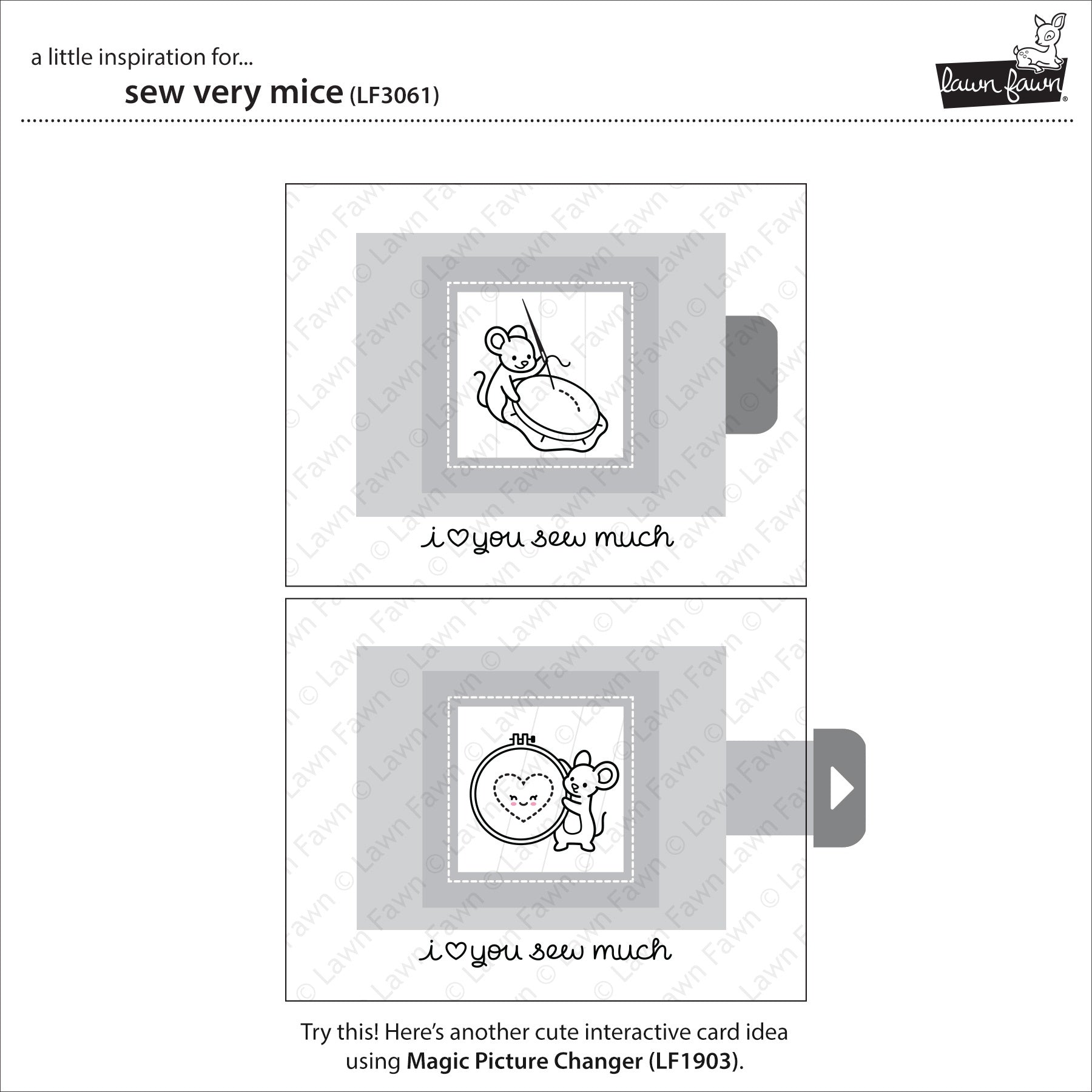 Lawn Fawn Clear Stamps 4"X6"-Sew Very Mice