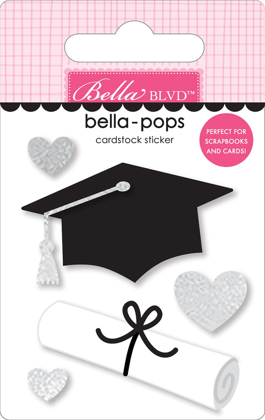 Bella Blvd Cap & Gown Bella-Pops 3D Stickers-Grad Goals, W/Foil Accents