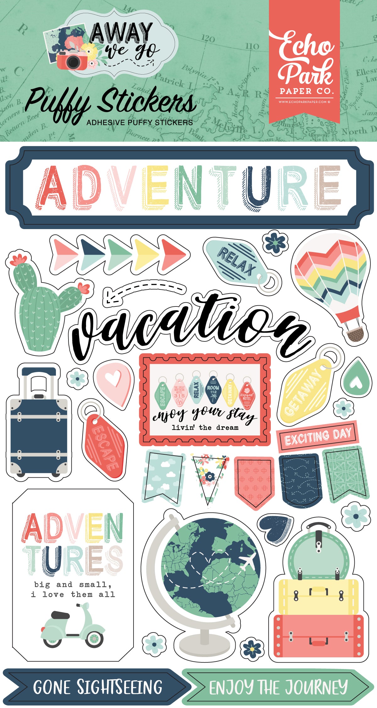 Echo Park Away We Go Puffy Stickers