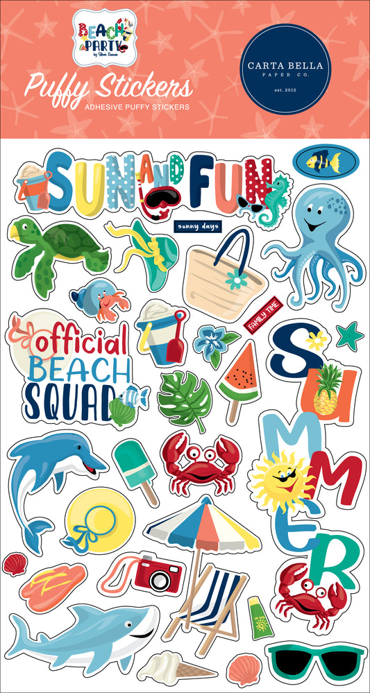 Carta Bella Beach Party Puffy Stickers