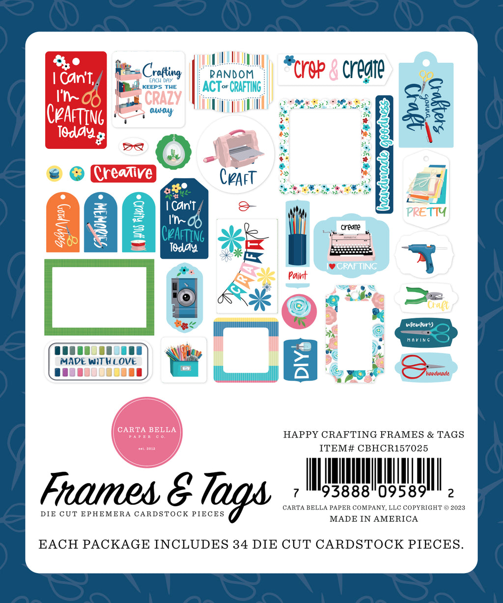 Happy Crafting Ephemera -Frames & Tags