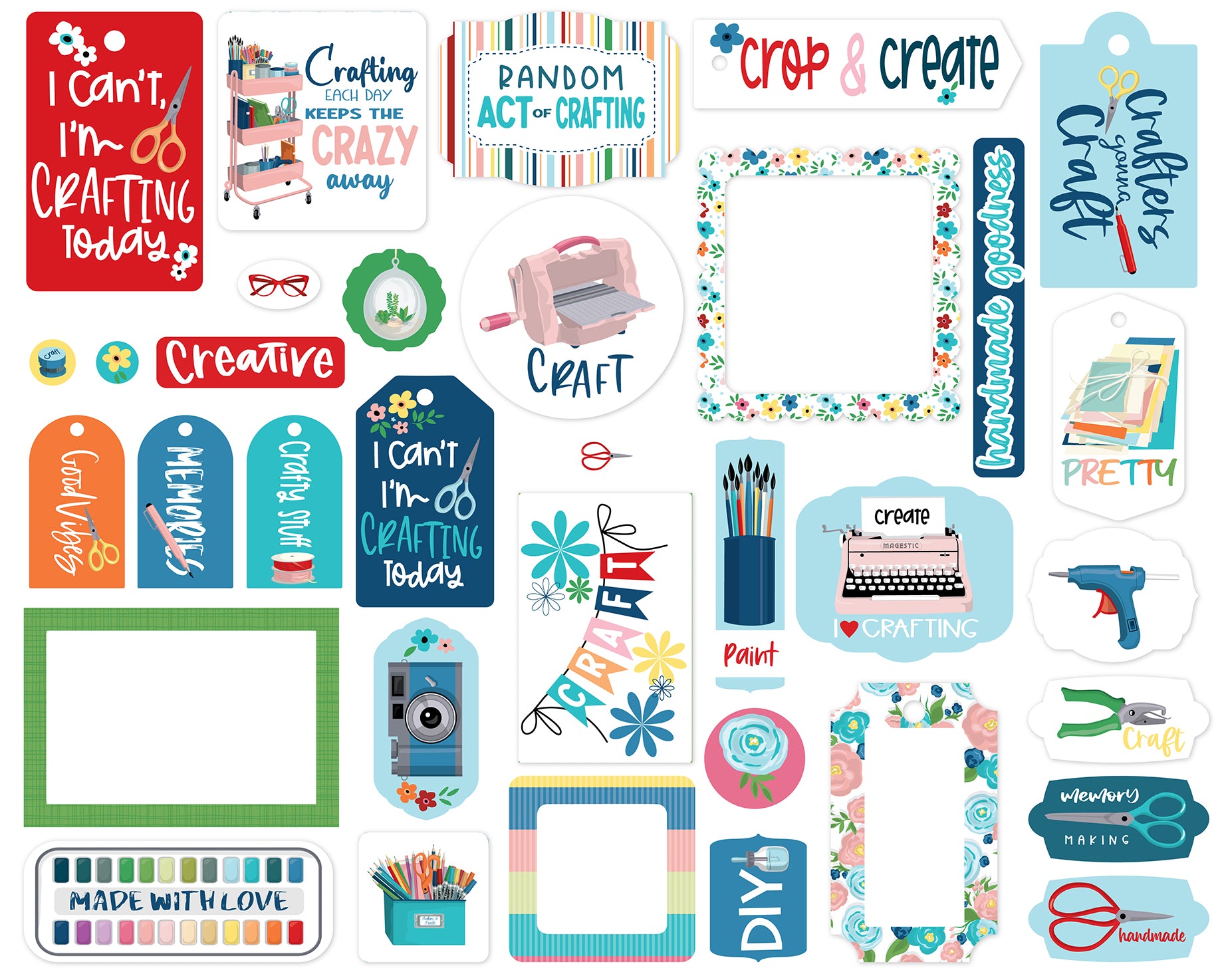 Carta Bella Happy Crafting Cardstock Ephemera -Frames & Tags