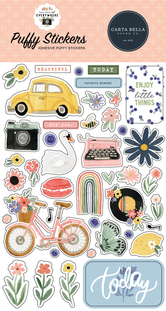 Carta Bella Here, There and Everywhere Puffy Stickers