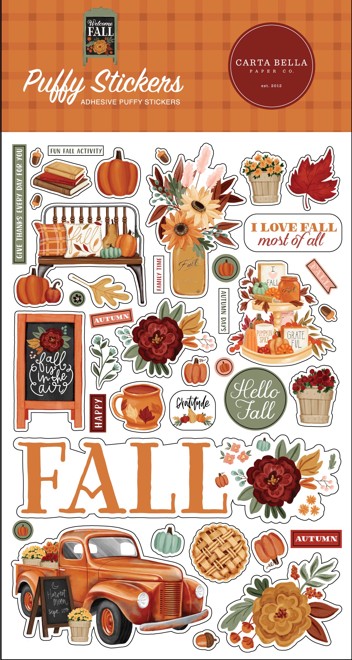 Carta Bella Welcome Fall Puffy Stickers