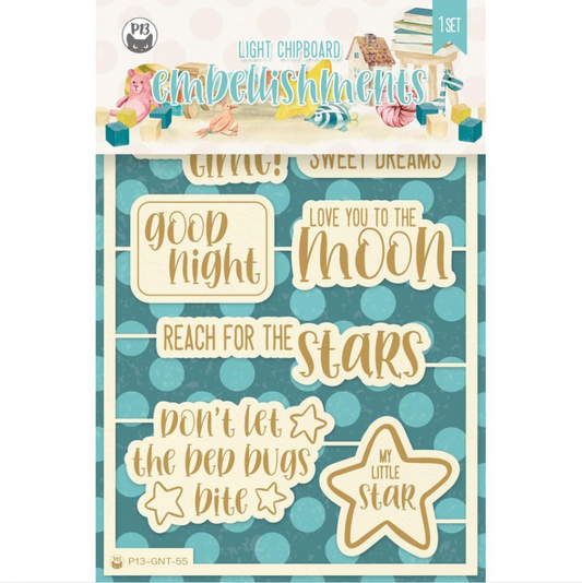 P13 Good Night Die-Cut Chipboard Embellishments  #7