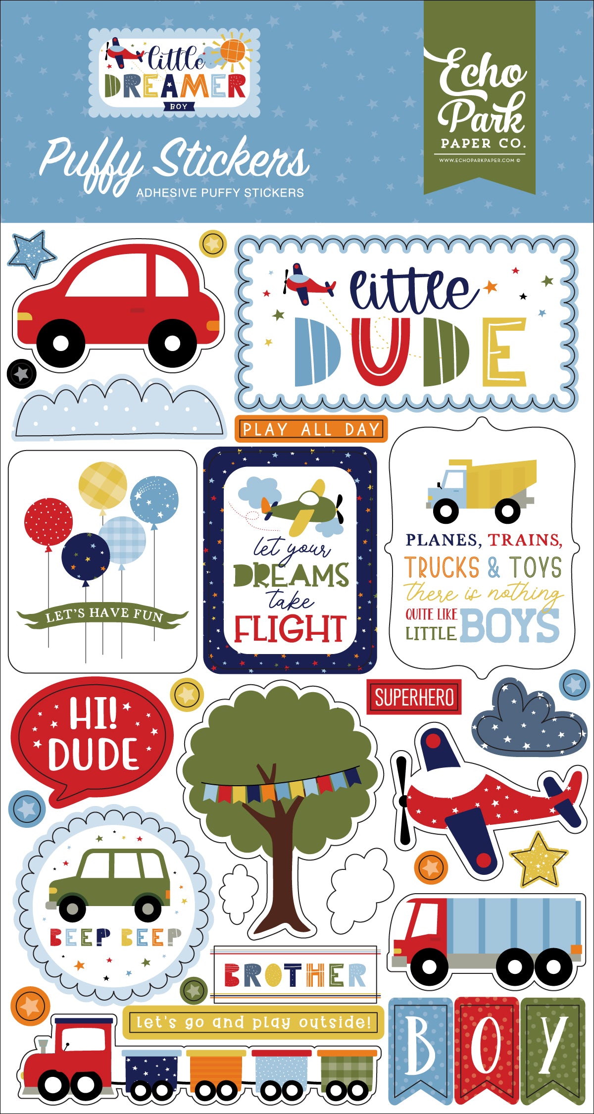 Echo Park Little Dreamer Boy Puffy Stickers
